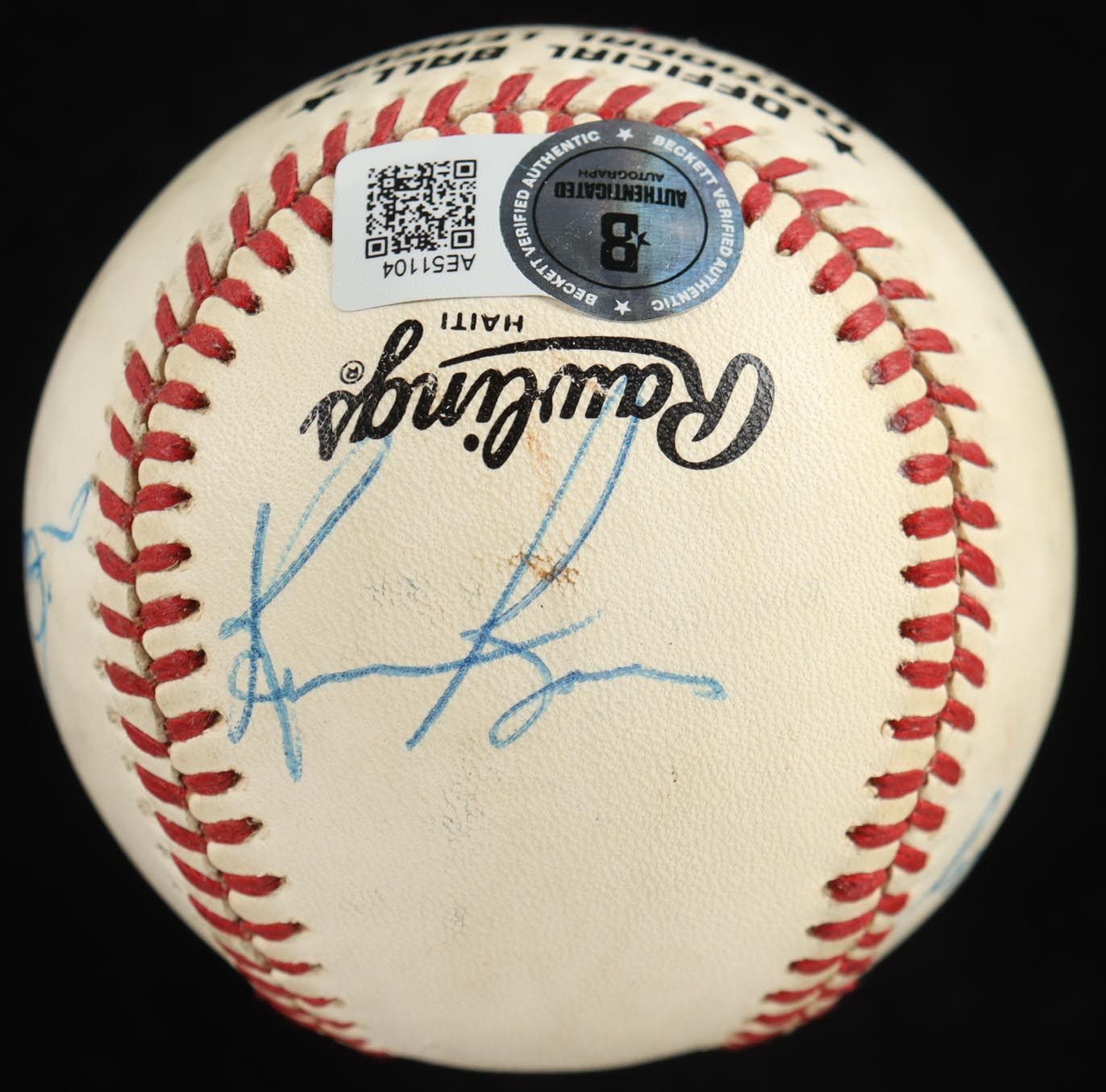 1989 MLB Players & Personnel ONL Baseball Signed by Kevin Bass, Jim Frey & Lloyd McClendon (Beckett) at PristineAuction.com 1989 MLB Players & Personnel ONL Baseball Signed by Kevin Bass, Jim Frey & Lloyd McClendon (Beckett) at PristineAuction.com