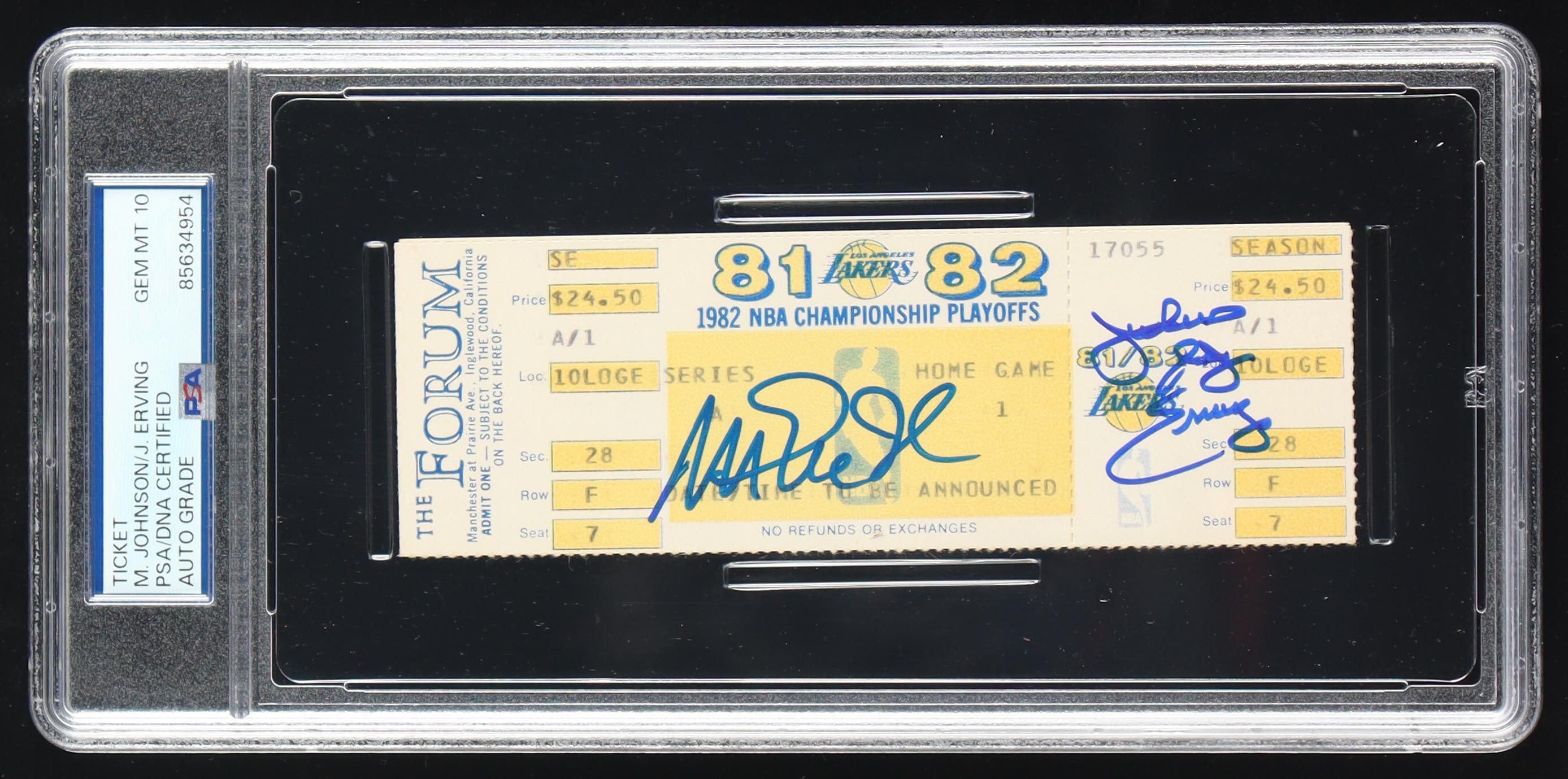 Magic Johnson & Julius Erving Signed 1981-82 NBA Playoffs Original Game Ticket (PSA Auto 10) at PristineAuction.com Magic Johnson & Julius Erving Signed 1981-82 NBA Playoffs Original Game Ticket (PSA Auto 10) at PristineAuction.com
