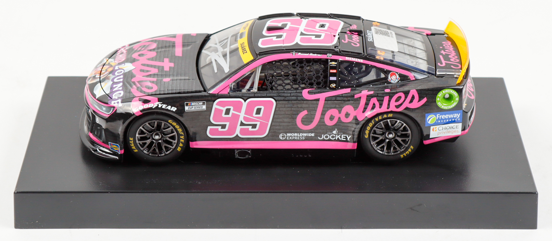 Daniel Suarez Signed 2024 #99 Tootsies Orchid Lounge Pink Camaro ZL1 | 1:24 Diecast Car (PA) at PristineAuction.com Daniel Suarez Signed 2024 #99 Tootsies Orchid Lounge Pink Camaro ZL1 | 1:24 Diecast Car (PA) at PristineAuction.com
