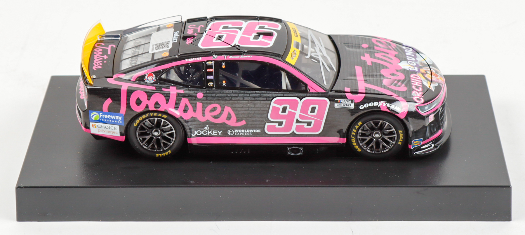 Daniel Suarez Signed 2024 #99 Tootsies Orchid Lounge Pink Camaro ZL1 | 1:24 Diecast Car (PA) at PristineAuction.com Daniel Suarez Signed 2024 #99 Tootsies Orchid Lounge Pink Camaro ZL1 | 1:24 Diecast Car (PA) at PristineAuction.com