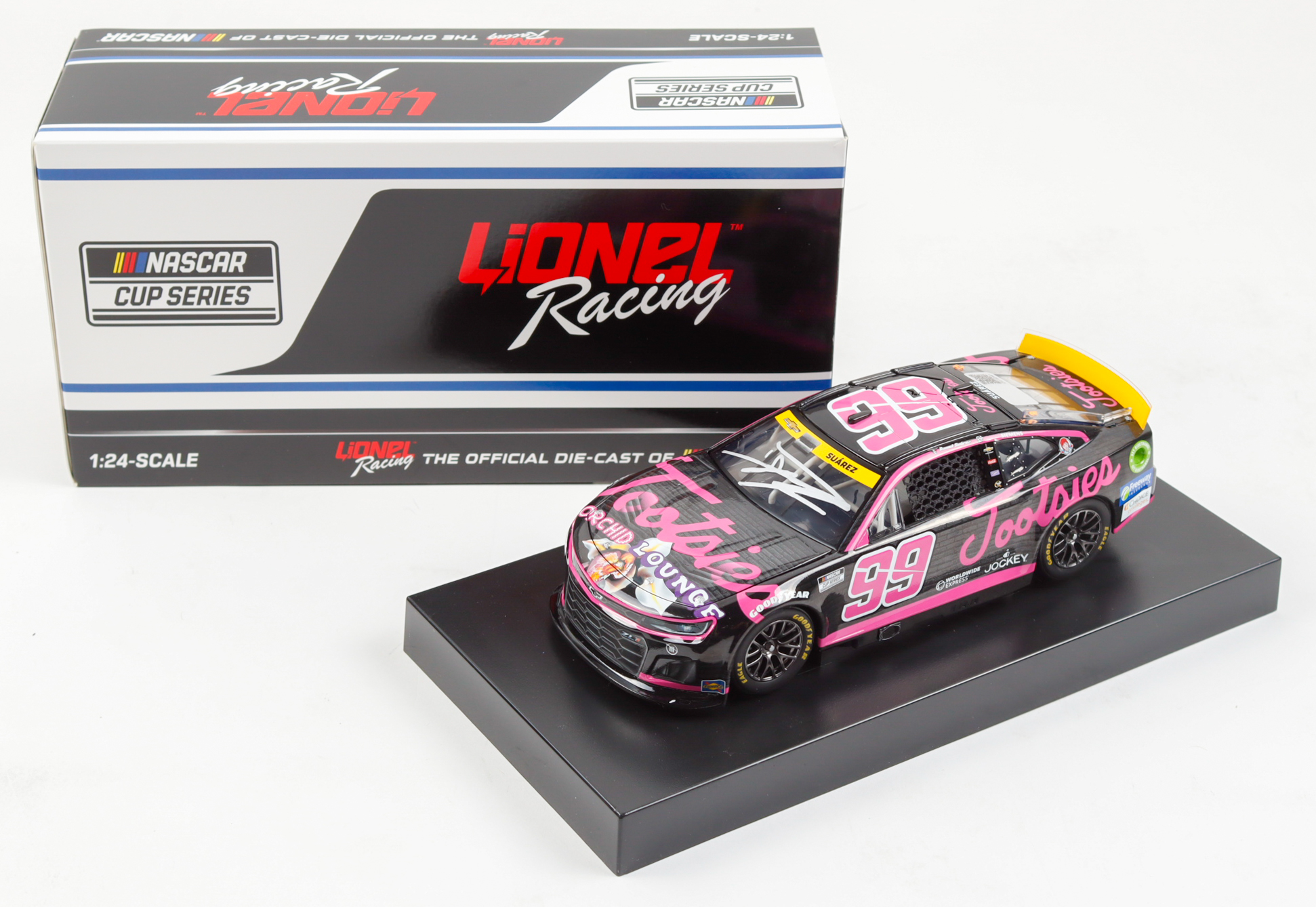 Daniel Suarez Signed 2024 #99 Tootsies Orchid Lounge Pink Camaro ZL1 | 1:24 Diecast Car (PA) at PristineAuction.com Daniel Suarez Signed 2024 #99 Tootsies Orchid Lounge Pink Camaro ZL1 | 1:24 Diecast Car (PA) at PristineAuction.com