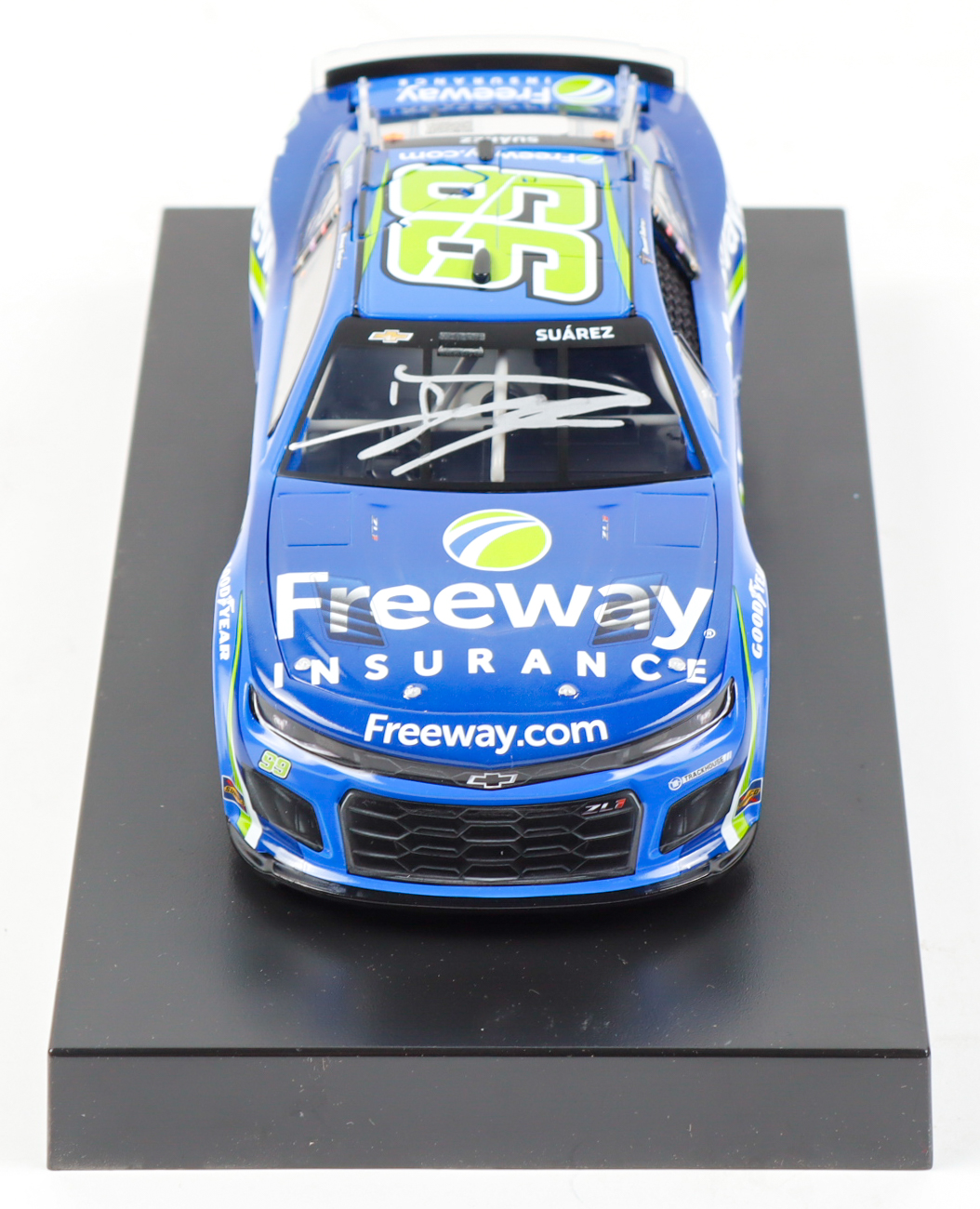 Daniel Suarez Signed 2025 #99 Freeway Insurance Blue Camaro ZL1 | 1:24 Diecast Car (PA) at PristineAuction.com Daniel Suarez Signed 2025 #99 Freeway Insurance Blue Camaro ZL1 | 1:24 Diecast Car (PA) at PristineAuction.com