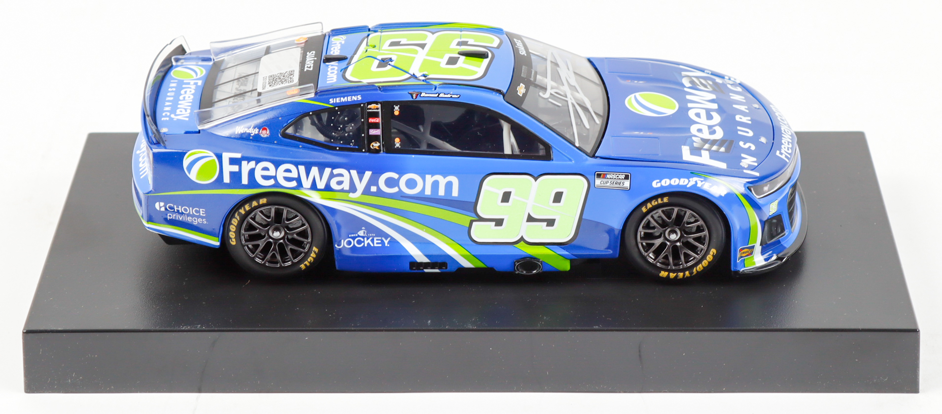 Daniel Suarez Signed 2025 #99 Freeway Insurance Blue Camaro ZL1 | 1:24 Diecast Car (PA) at PristineAuction.com Daniel Suarez Signed 2025 #99 Freeway Insurance Blue Camaro ZL1 | 1:24 Diecast Car (PA) at PristineAuction.com