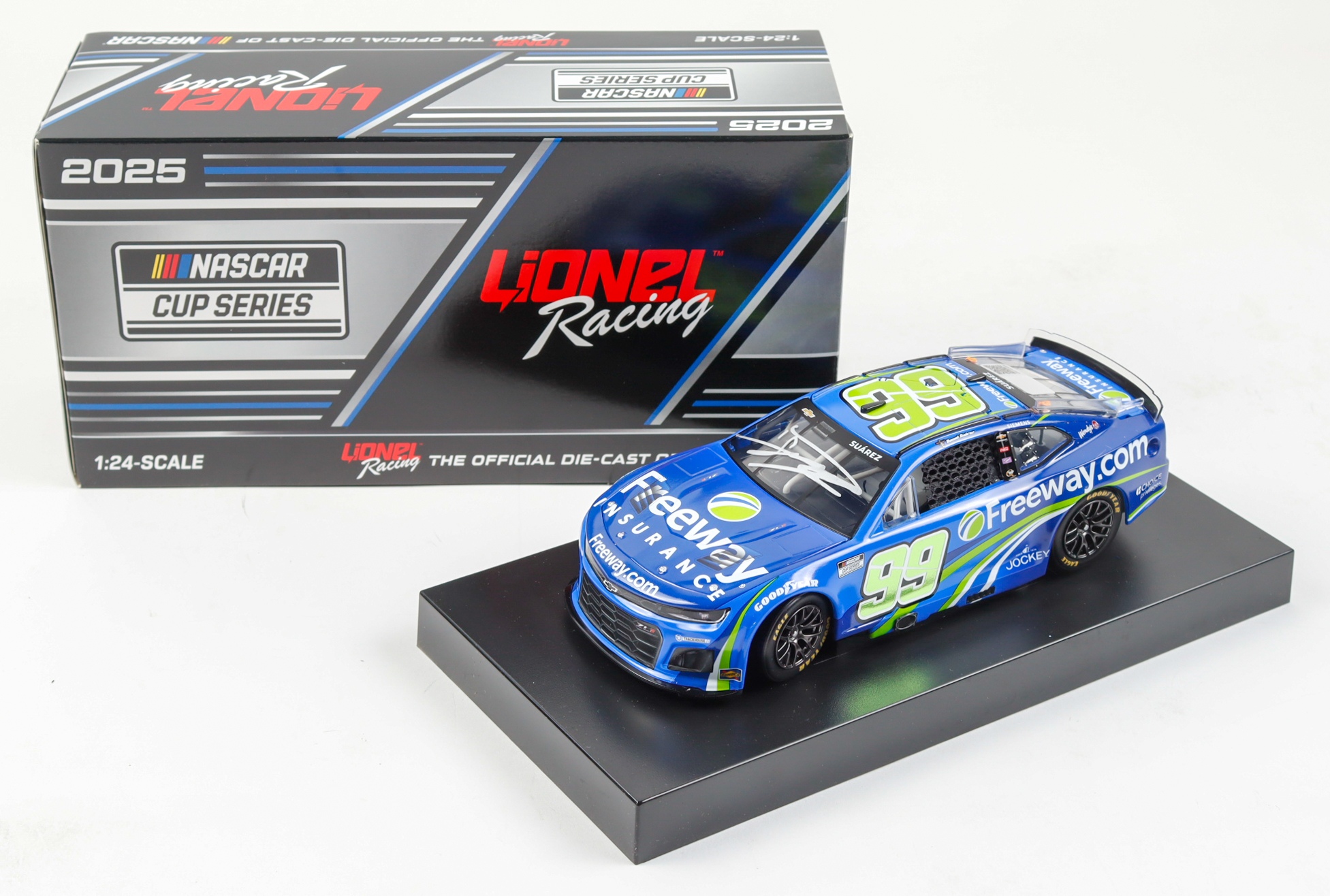 Daniel Suarez Signed 2025 #99 Freeway Insurance Blue Camaro ZL1 | 1:24 Diecast Car (PA) at PristineAuction.com Daniel Suarez Signed 2025 #99 Freeway Insurance Blue Camaro ZL1 | 1:24 Diecast Car (PA) at PristineAuction.com
