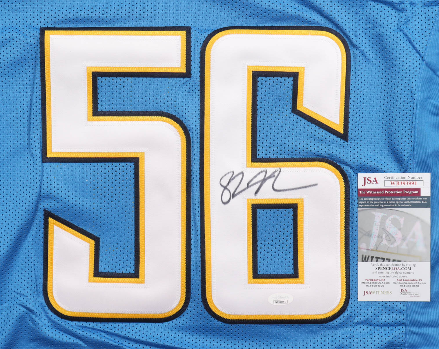 Shawne Merriman Signed Jersey (JSA) at PristineAuction.com Shawne Merriman Signed Jersey (JSA) at PristineAuction.com