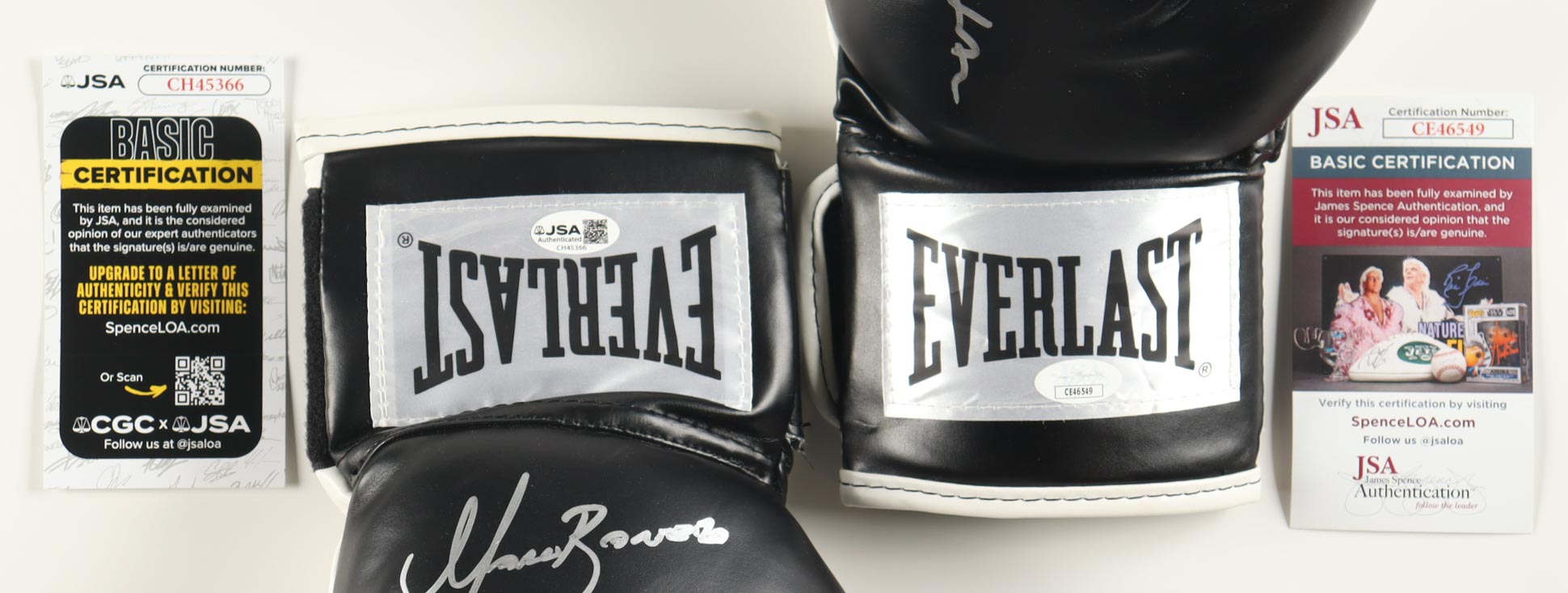 Julio Cesar Chavez, Marco Antonio Barrera & Erik Morales Signed Pair of Everlast Boxing gloves with Display Case (JSA) at PristineAuction.com Julio Cesar Chavez, Marco Antonio Barrera & Erik Morales Signed Pair of Everlast Boxing gloves with Display Case (JSA) at PristineAuction.com