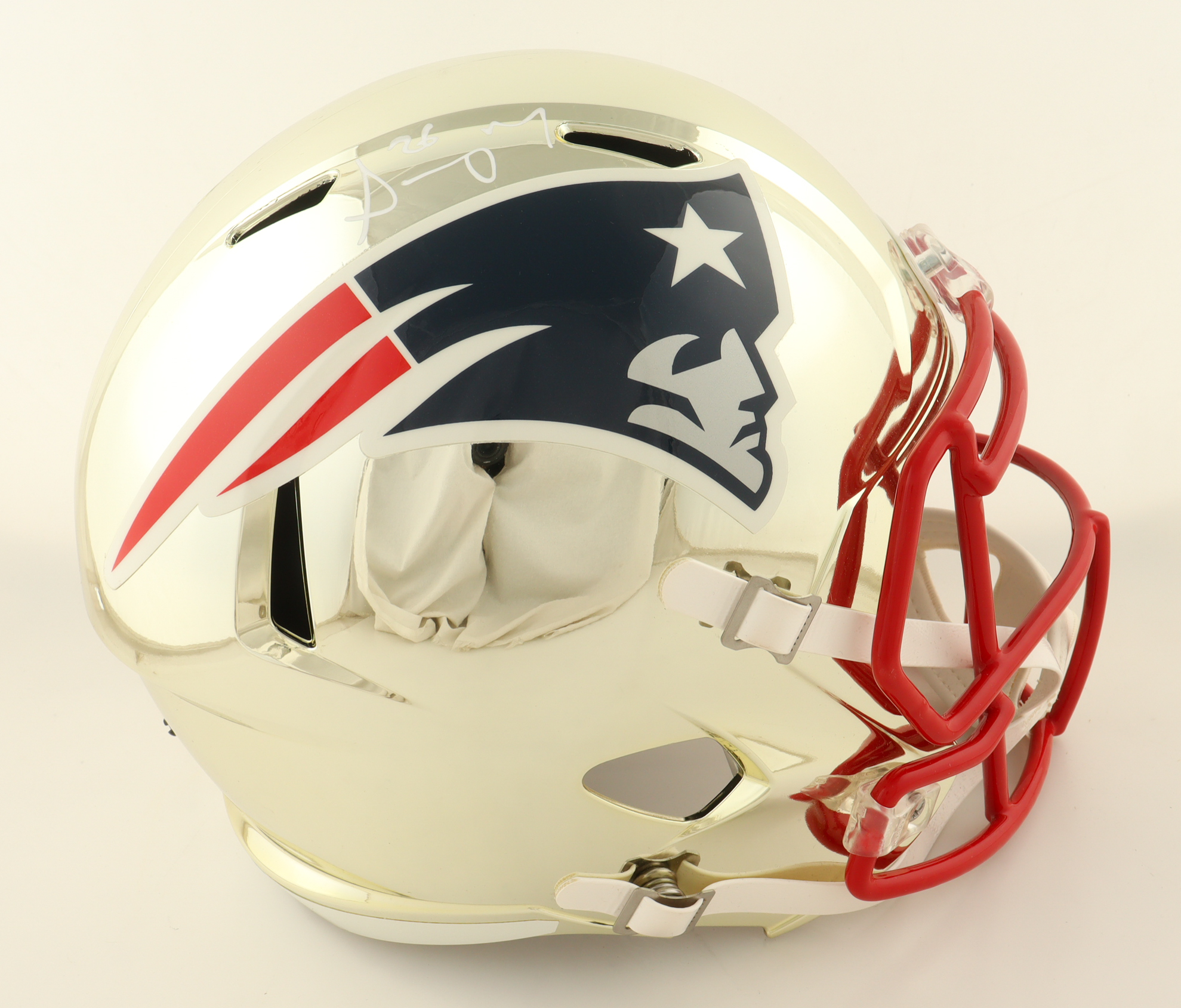 Sony Michel Signed Patriots Full-Size Chrome Alternate Speed Helmet (Beckett) at PristineAuction.com Sony Michel Signed Patriots Full-Size Chrome Alternate Speed Helmet (Beckett) at PristineAuction.com
