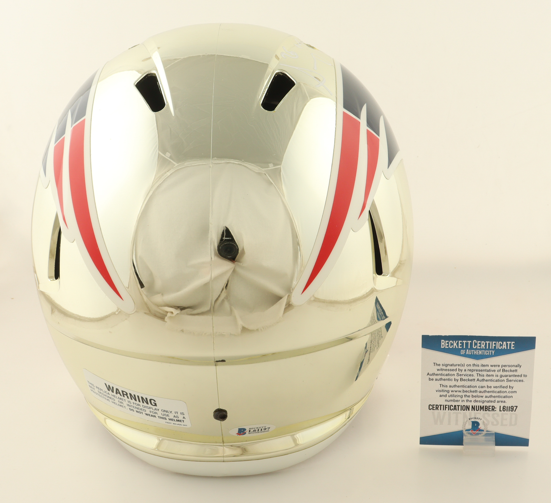 Sony Michel Signed Patriots Full-Size Chrome Alternate Speed Helmet (Beckett) at PristineAuction.com Sony Michel Signed Patriots Full-Size Chrome Alternate Speed Helmet (Beckett) at PristineAuction.com