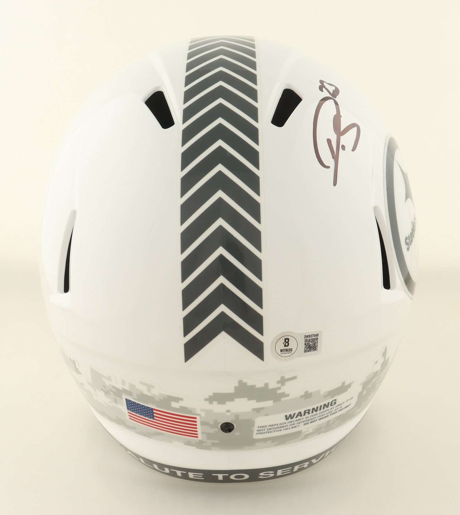 Darius Slay Signed Steelers Full-Size Salute to Service Alternate Speed Helmet Inscribed "Big Play Slay" (Beckett) at PristineAuction.com Darius Slay Signed Steelers Full-Size Salute to Service Alternate Speed Helmet Inscribed "Big Play Slay" (Beckett) at PristineAuction.com