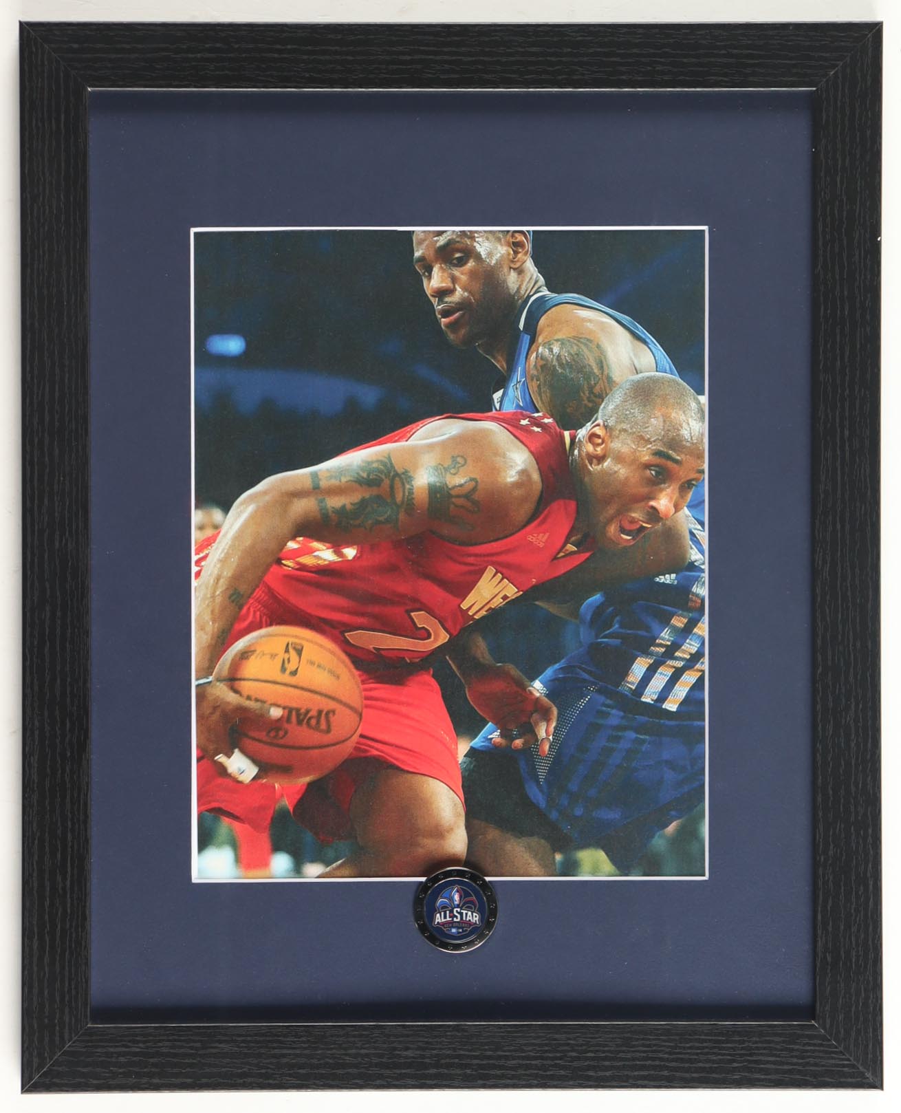 Michael Jordan vs Kobe Bryant Custom Framed Photo Display with All-Star Game Pin at PristineAuction.com Michael Jordan vs Kobe Bryant Custom Framed Photo Display with All-Star Game Pin at PristineAuction.com