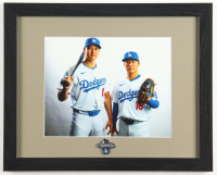 Shohei Ohtani & Yoshinobu Yamamoto Custom Framed Photo Display with National Champion Pin at PristineAuction.com