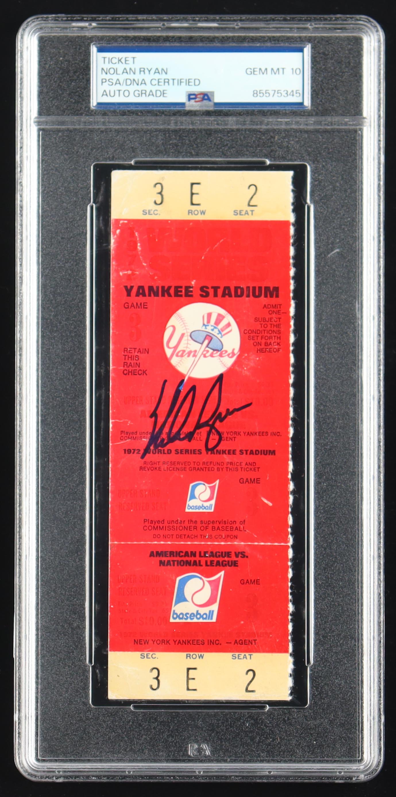 Nolan Ryan Signed 1972 World Series Game Ticket (PSA Auto 10) at PristineAuction.com Nolan Ryan Signed 1972 World Series Game Ticket (PSA Auto 10) at PristineAuction.com