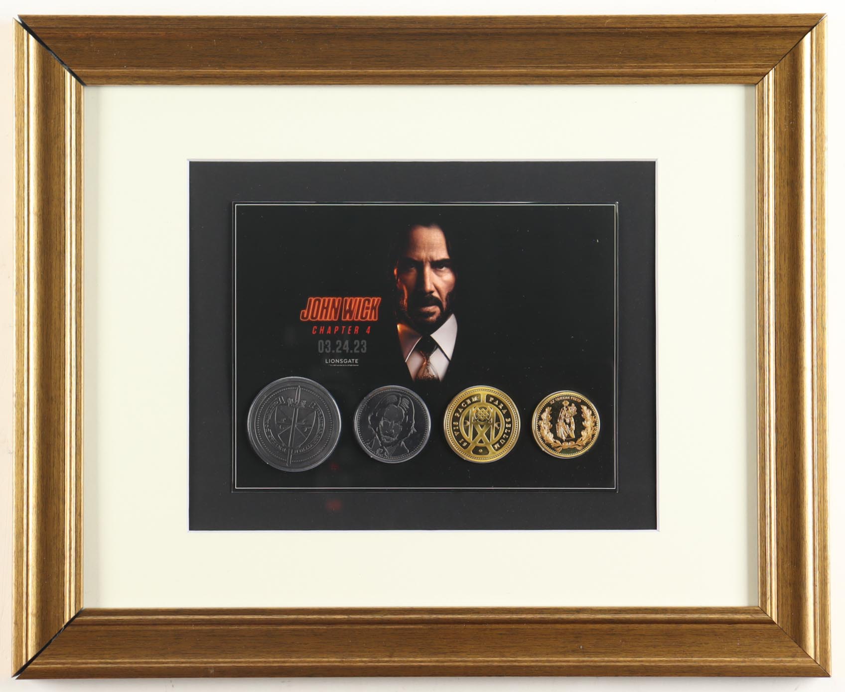 "John Wick: Chapter 4" Custom Framed Opening Night Booklet & (4) Coins Display at PristineAuction.com "John Wick: Chapter 4" Custom Framed Opening Night Booklet & (4) Coins Display at PristineAuction.com