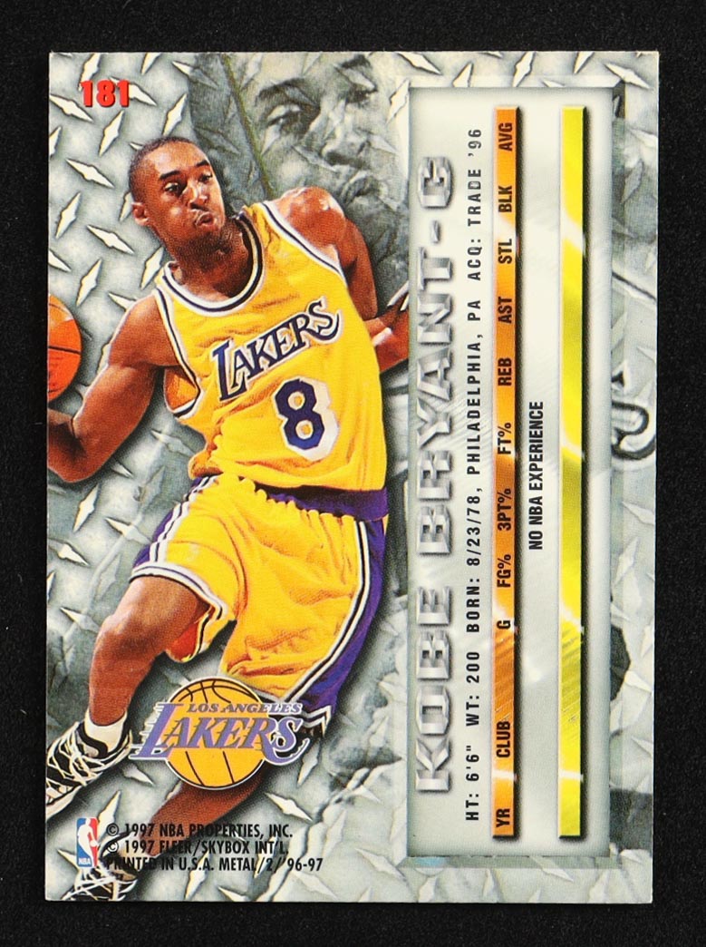 Kobe Bryant 1997 Fleer Metal #181 RC at PristineAuction.com Kobe Bryant 1997 Fleer Metal #181 RC at PristineAuction.com