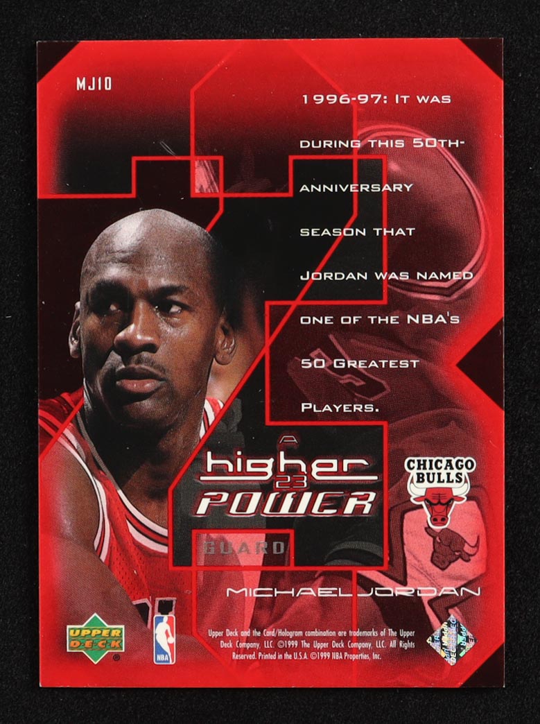 Michael Jordan 1999 Upper Deck Higher Power 23 Insert #MJ-10 at PristineAuction.com Michael Jordan 1999 Upper Deck Higher Power 23 Insert #MJ-10 at PristineAuction.com