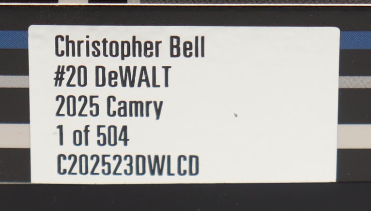 Christopher Bell Signed 2025 #20 DeWALT Camry | 1:24 Diecast Car (Bell COA) at PristineAuction.com Christopher Bell Signed 2025 #20 DeWALT Camry | 1:24 Diecast Car (Bell COA) at PristineAuction.com