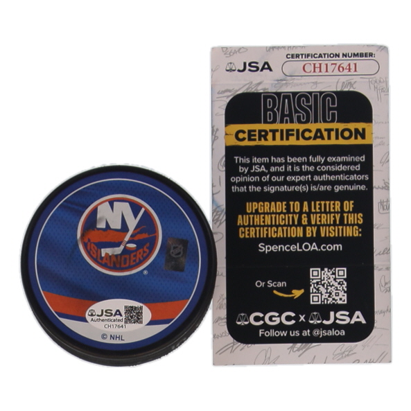 Matthew Schaefer Signed Islanders Logo Hockey Puck (JSA) at PristineAuction.com Matthew Schaefer Signed Islanders Logo Hockey Puck (JSA) at PristineAuction.com