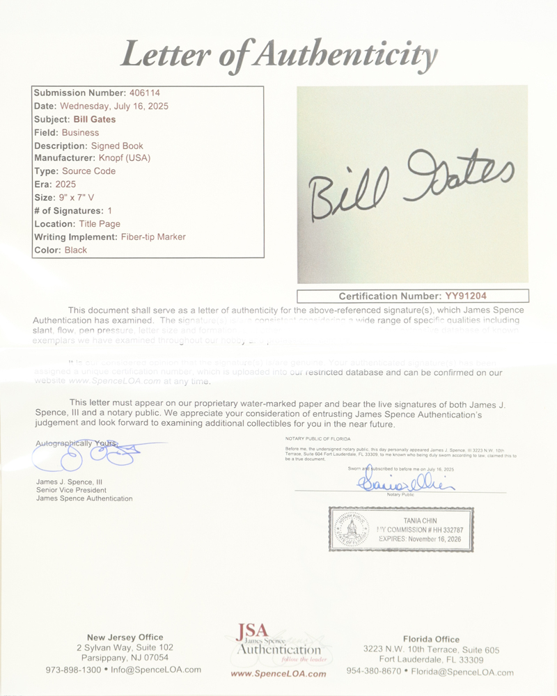 Bill Gates Signed "Source Code: My Beginnings" Hardcover Book (JSA) at PristineAuction.com Bill Gates Signed "Source Code: My Beginnings" Hardcover Book (JSA) at PristineAuction.com