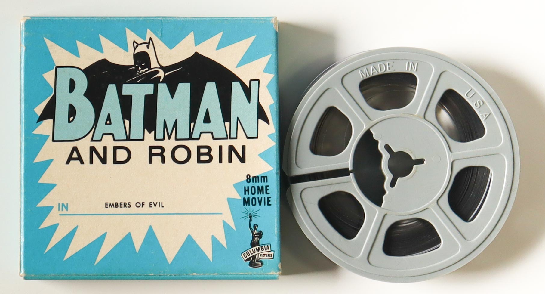 Vintage "Batman and Robin" 8mm Film Reel with Original Box at PristineAuction.com Vintage "Batman and Robin" 8mm Film Reel with Original Box at PristineAuction.com