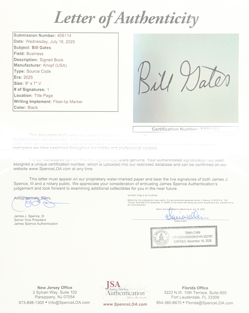 Bill Gates Signed "Source Code: My Beginnings" Hardcover Book (JSA) at PristineAuction.com Bill Gates Signed "Source Code: My Beginnings" Hardcover Book (JSA) at PristineAuction.com