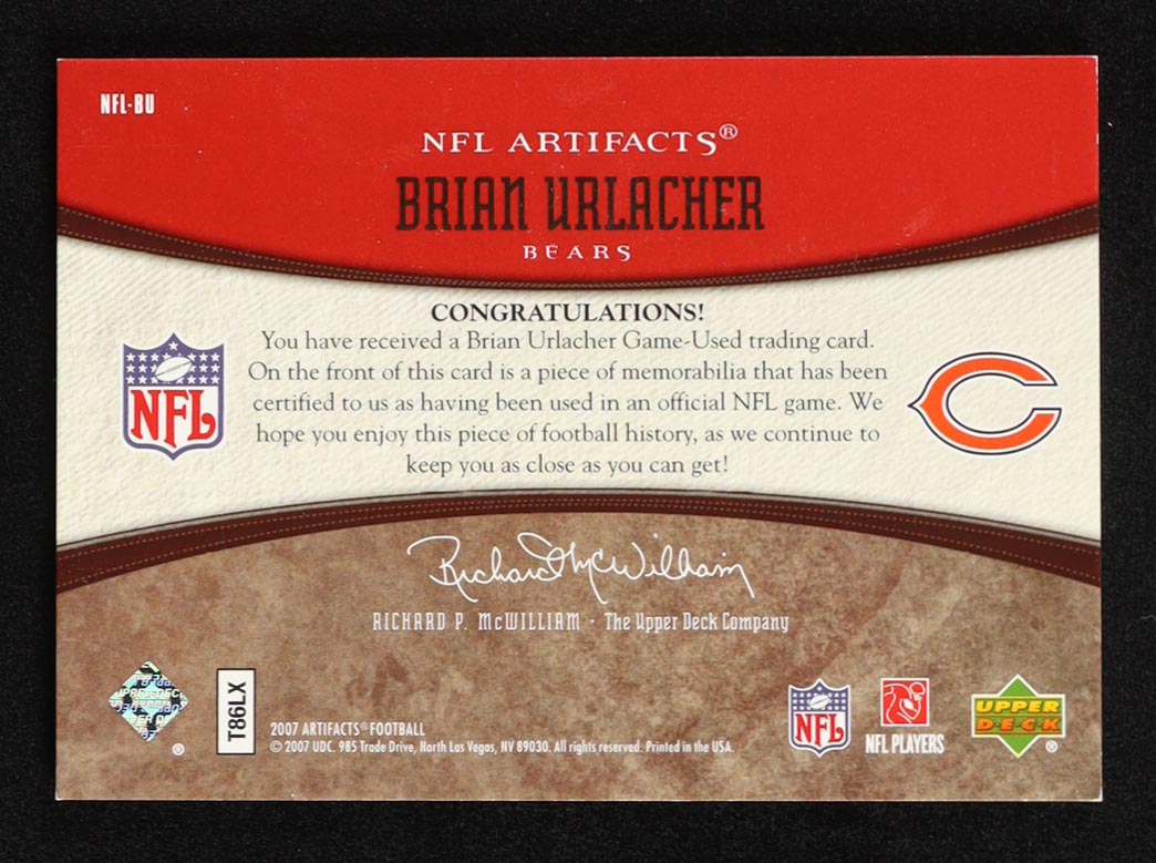 Brian Urlacher 2007 Upper Deck Artifacts Red Game-Used Jersey #NFL-BU #053/250 at PristineAuction.com Brian Urlacher 2007 Upper Deck Artifacts Red Game-Used Jersey #NFL-BU #053/250 at PristineAuction.com