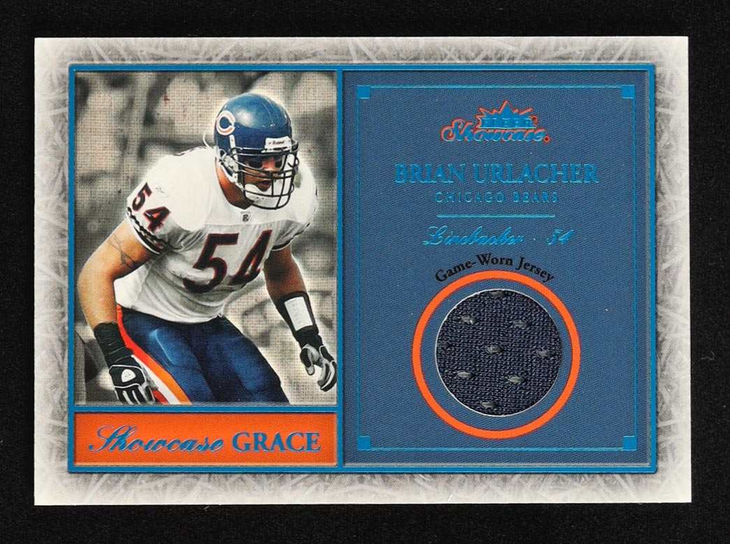 Brian Urlacher 2004 Fleer Showcase Blue Game-Worn Jersey #SG-BU #126/300 at PristineAuction.com Brian Urlacher 2004 Fleer Showcase Blue Game-Worn Jersey #SG-BU #126/300 at PristineAuction.com