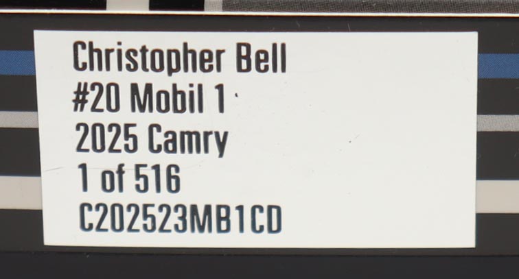 Christopher Bell Signed 2025 #20 Mobil 1 Camry | 1:24 Diecast Car (Bell COA) at PristineAuction.com Christopher Bell Signed 2025 #20 Mobil 1 Camry | 1:24 Diecast Car (Bell COA) at PristineAuction.com