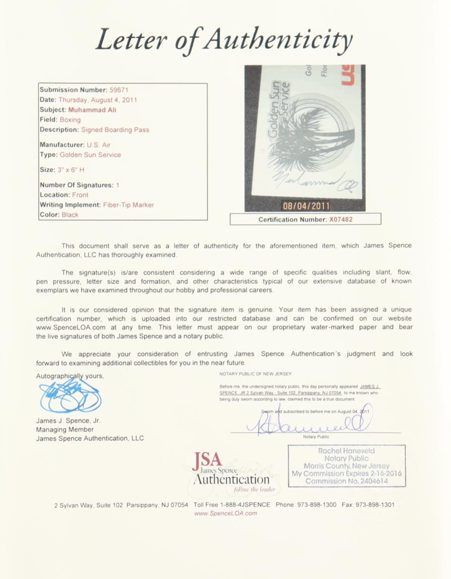 Muhammad Ali Signed Vintage US Air Flight Ticket (JSA) at PristineAuction.com Muhammad Ali Signed Vintage US Air Flight Ticket (JSA) at PristineAuction.com