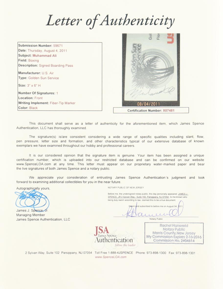 Muhammad Ali Signed Vintage US Air Flight Ticket (JSA) at PristineAuction.com Muhammad Ali Signed Vintage US Air Flight Ticket (JSA) at PristineAuction.com