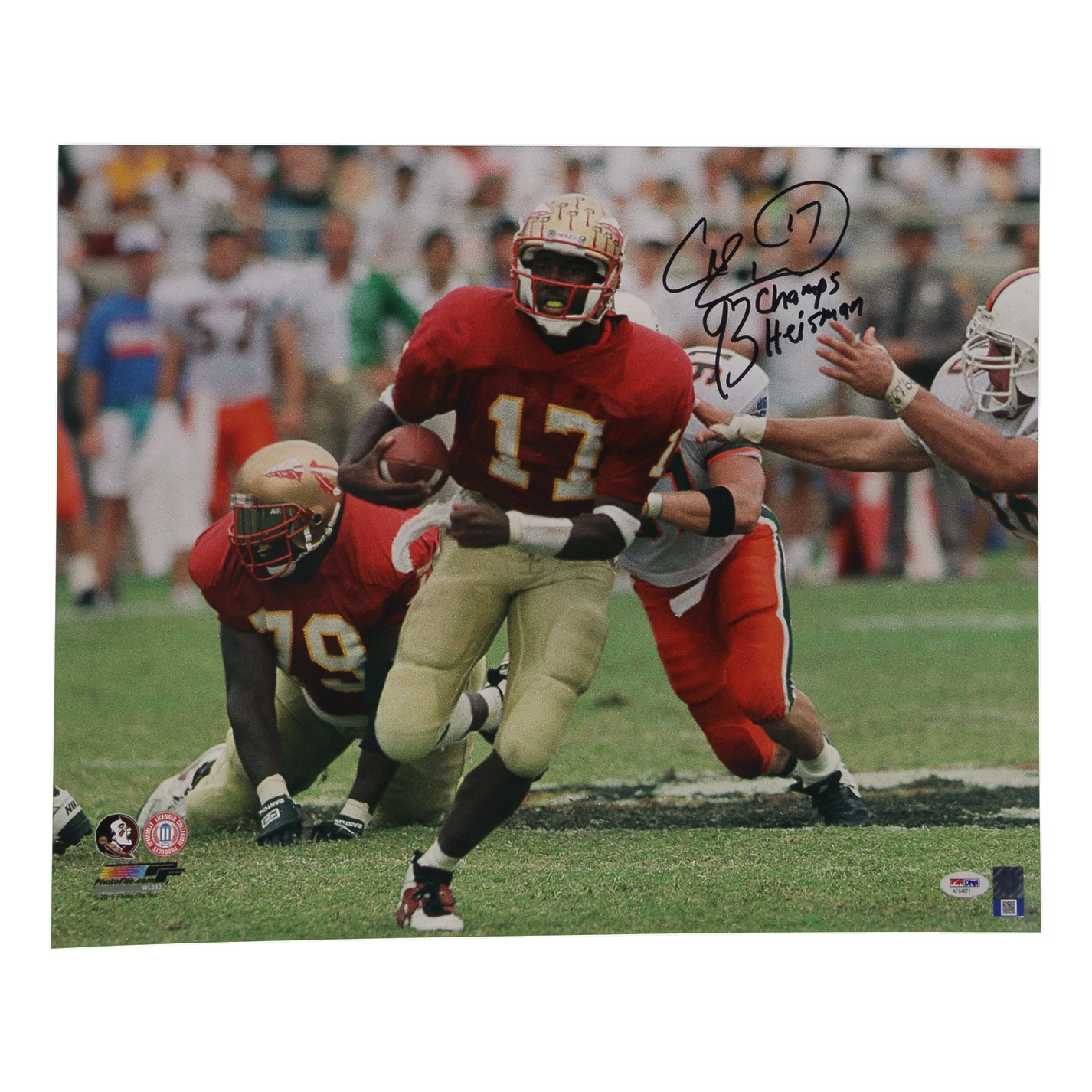 Charlie Ward Signed FSU Seminoles 16x20 Photo Inscribed "93 Champs" & "Heisman" (PSA) at PristineAuction.com Charlie Ward Signed FSU Seminoles 16x20 Photo Inscribed "93 Champs" & "Heisman" (PSA) at PristineAuction.com