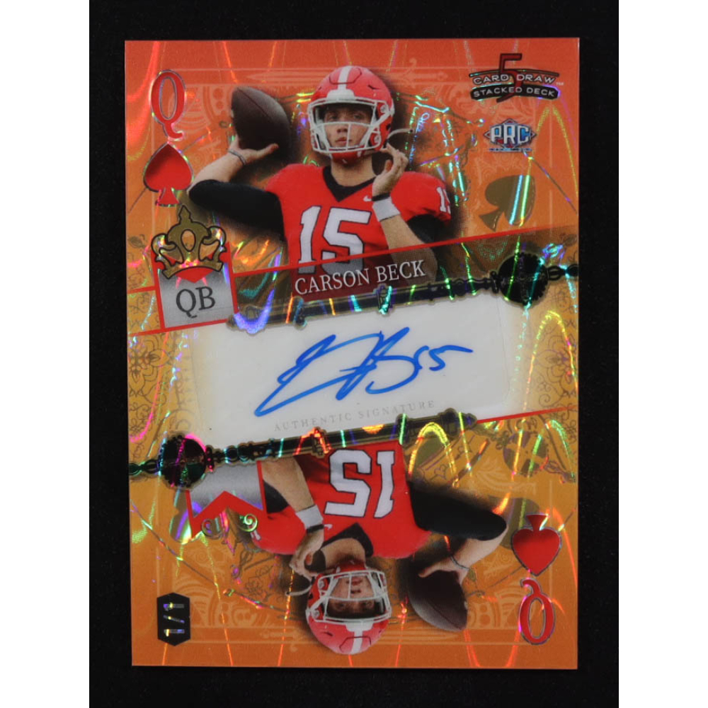 Carson Beck 2024 Wild Card 5 Card Draw Stacked Deck Queen of Hearts #SDPS-CBA RC #1/1 at PristineAuction.com