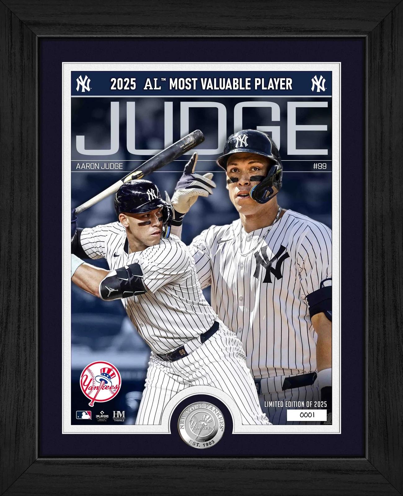 Aaron Judge LE Yankees "2025 AL MVP" Custom Framed Photo with Silver Plated Coin at PristineAuction.com Aaron Judge LE Yankees "2025 AL MVP" Custom Framed Photo with Silver Plated Coin at PristineAuction.com