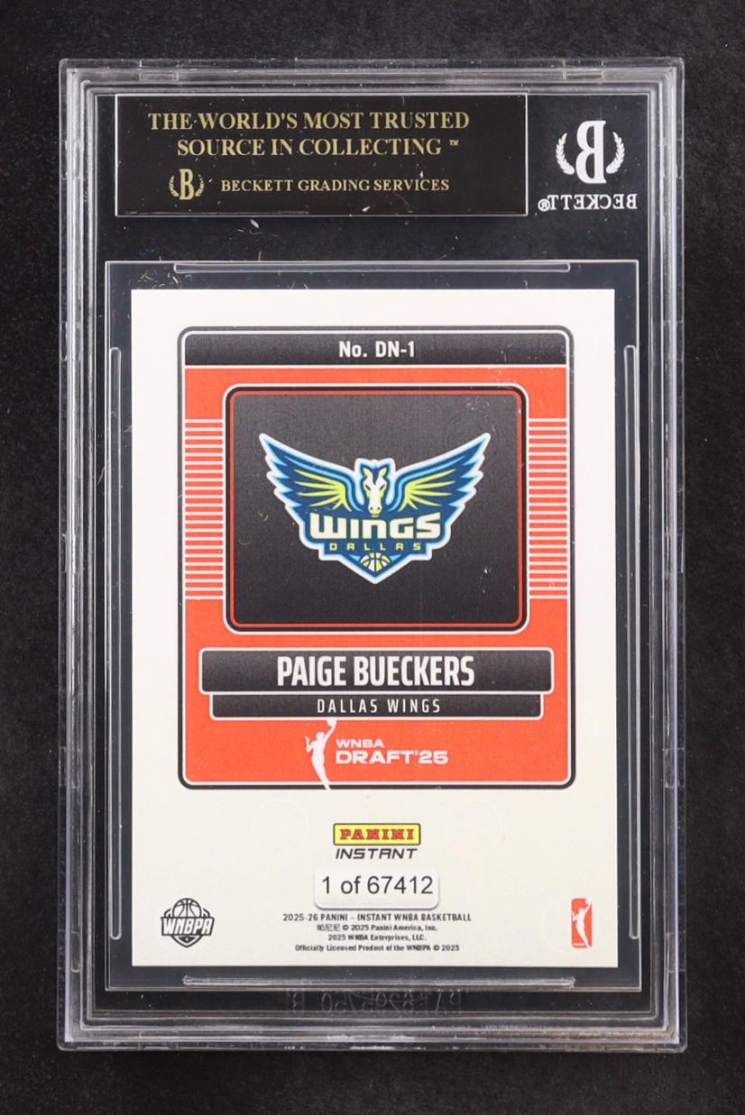 Paige Bueckers 2025 Panini Instant WNBA Draft Night #DN1 RC (BGS 10 | Pristine Black Label) at PristineAuction.com Paige Bueckers 2025 Panini Instant WNBA Draft Night #DN1 RC (BGS 10 | Pristine Black Label) at PristineAuction.com