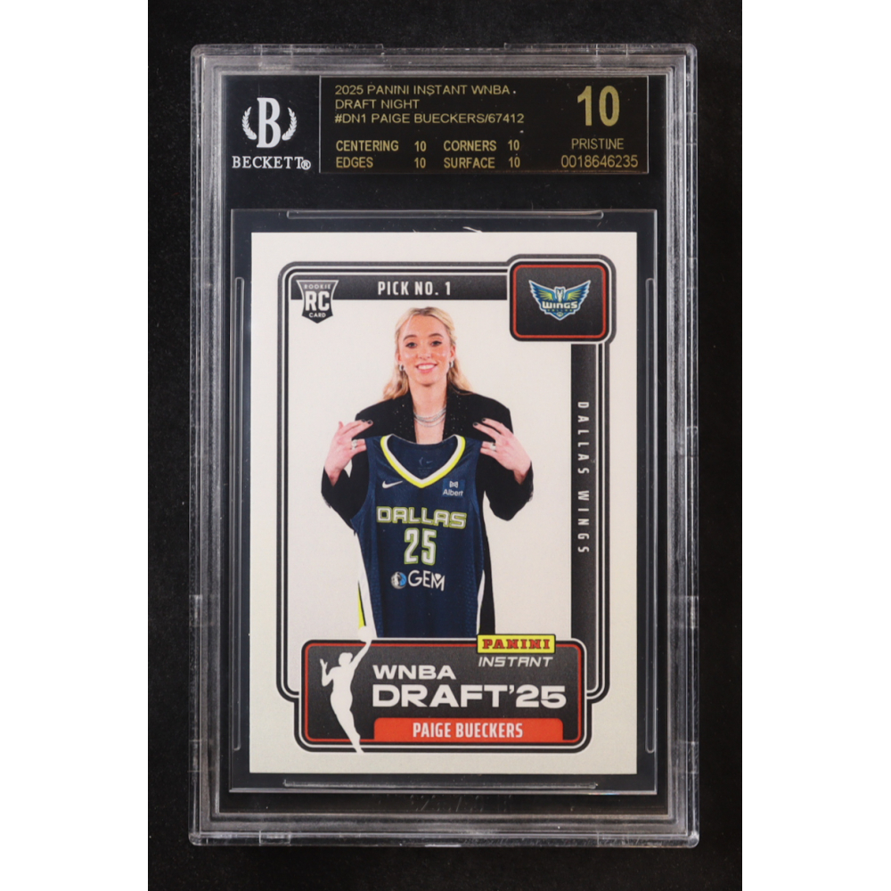 Paige Bueckers 2025 Panini Instant WNBA Draft Night #DN1 RC (BGS 10 | Pristine Black Label) at PristineAuction.com
