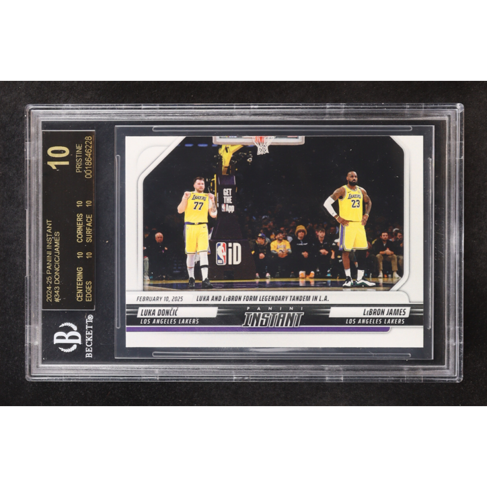 Luka Doncic / LeBron James 2024-25 Panini Instant #343 (BGS 10 | Pristine Black Label) at PristineAuction.com