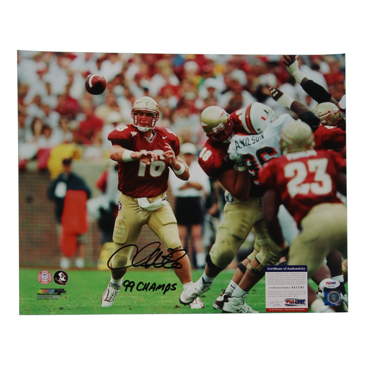 Chris Weinke Signed Florida State Seminoles 16x20 Photo Inscribed "99 Champs" (PSA) at PristineAuction.com Chris Weinke Signed Florida State Seminoles 16x20 Photo Inscribed "99 Champs" (PSA) at PristineAuction.com