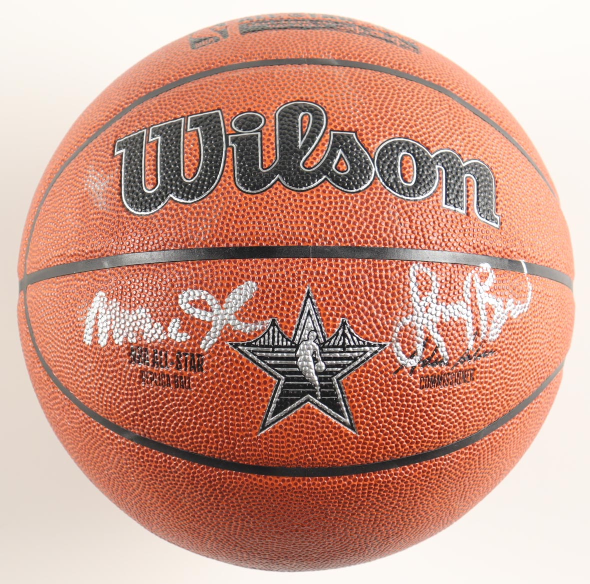 Larry Bird & Magic Johnson Signed NBA Basketball With Display Stand (PSA & Beckett) at PristineAuction.com Larry Bird & Magic Johnson Signed NBA Basketball With Display Stand (PSA & Beckett) at PristineAuction.com