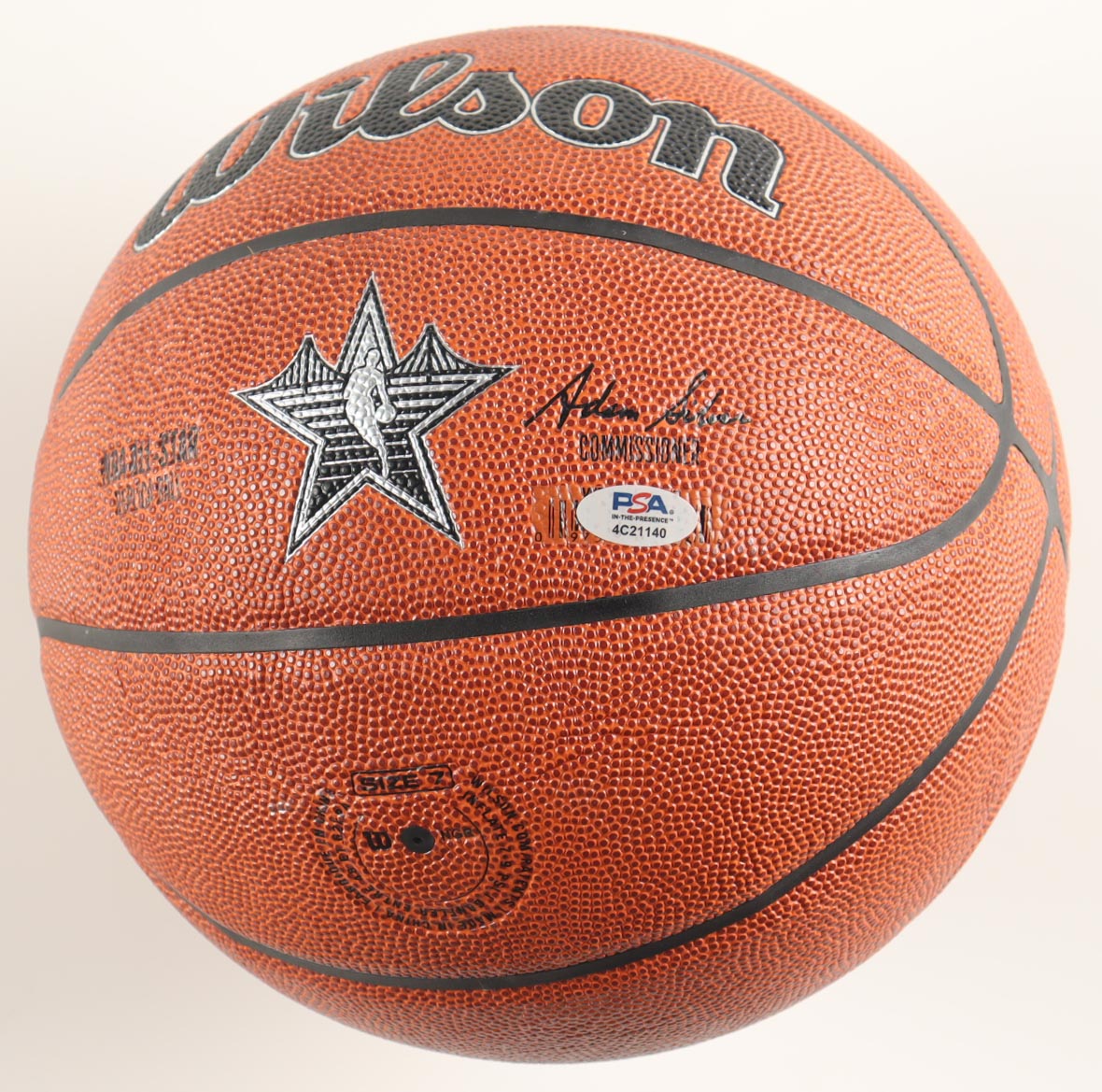 Larry Bird & Magic Johnson Signed NBA Basketball With Display Stand (PSA & Beckett) at PristineAuction.com Larry Bird & Magic Johnson Signed NBA Basketball With Display Stand (PSA & Beckett) at PristineAuction.com