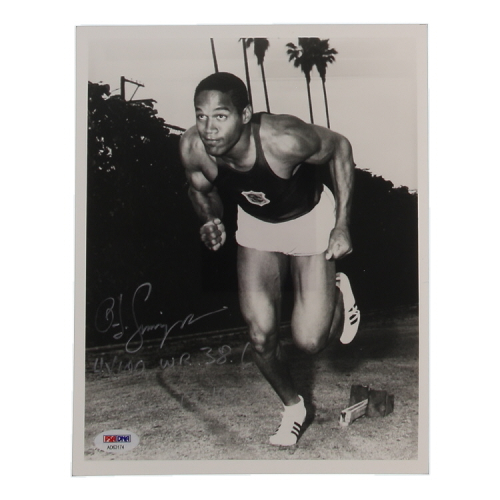 O.J. Simpson Signed 8x10 Photo Inscribed "4x WR 38.6 June 17, 1967" at PristineAuction.com