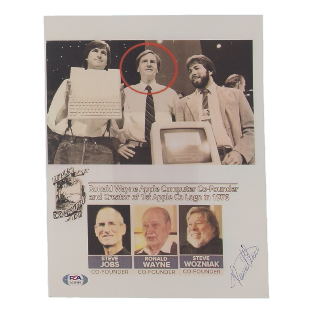 Ronald Wayne Signed Apple 8x10 Photo (PSA) at PristineAuction.com