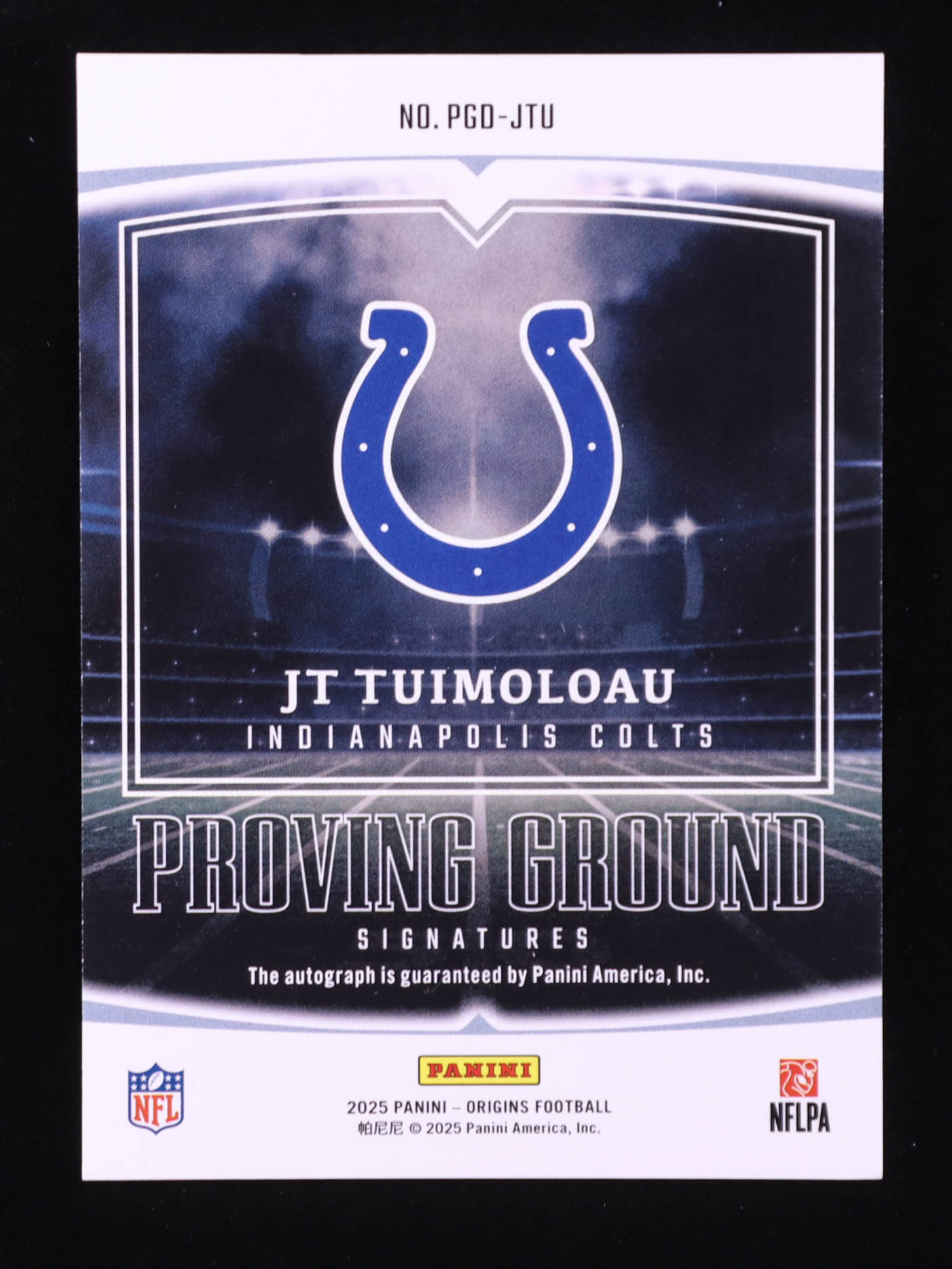 JT Tuimoloau 2025 Panini Origins Proving Ground Signatures #22 #196/199 RC at PristineAuction.com JT Tuimoloau 2025 Panini Origins Proving Ground Signatures #22 #196/199 RC at PristineAuction.com