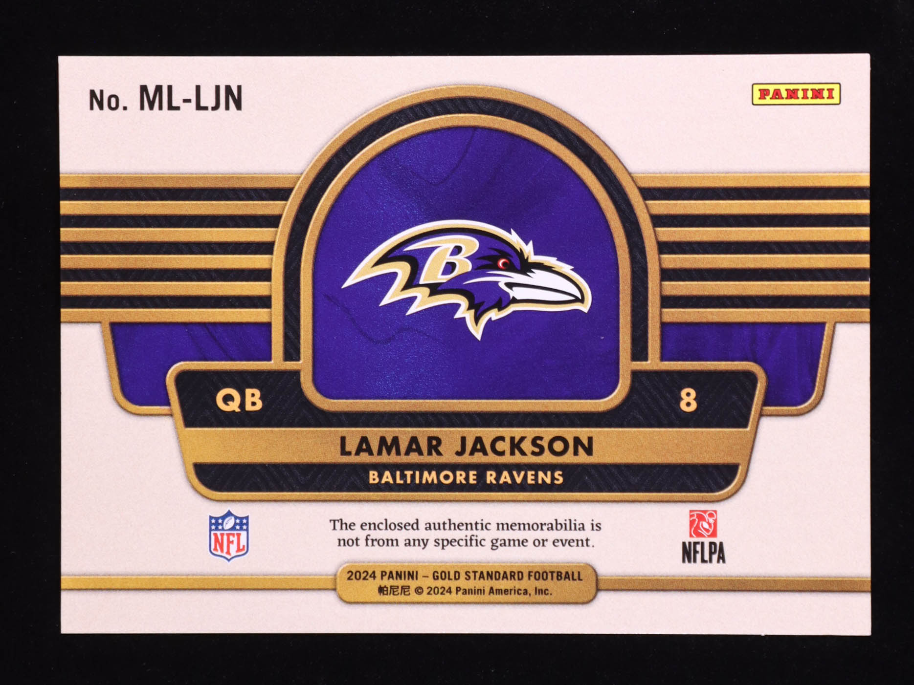 Lamar Jackson 2024 Panini Gold Standard Mother Lode Rose Gold #2 #11/24 at PristineAuction.com Lamar Jackson 2024 Panini Gold Standard Mother Lode Rose Gold #2 #11/24 at PristineAuction.com