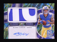 Blake Corum 2024 Panini Spectra Radiant Rookie Patch Signatures Neon Splatter #9 #3/8 RC at PristineAuction.com
