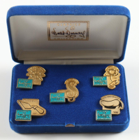 Disney Classics Vintage Gold Pin Set in Blue Felt Original Disney Box at PristineAuction.com