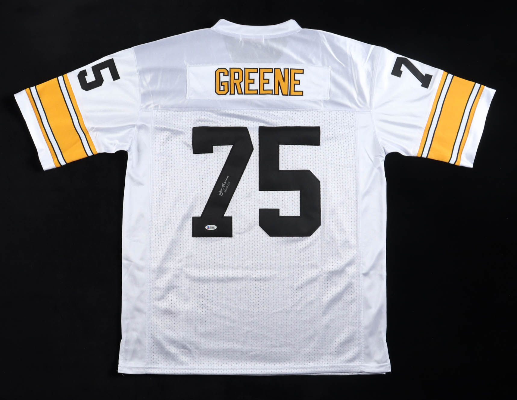 Joe Greene Signed Steelers Mitchell & Ness Authentic Jersey Inscribed "HOF 87" (Beckett) at PristineAuction.com Joe Greene Signed Steelers Mitchell & Ness Authentic Jersey Inscribed "HOF 87" (Beckett) at PristineAuction.com