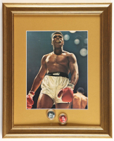 "Muhammad Ali Vertical Neil Liefer" Custom Framed Print Display With Set of (2) Ali Coins at PristineAuction.com