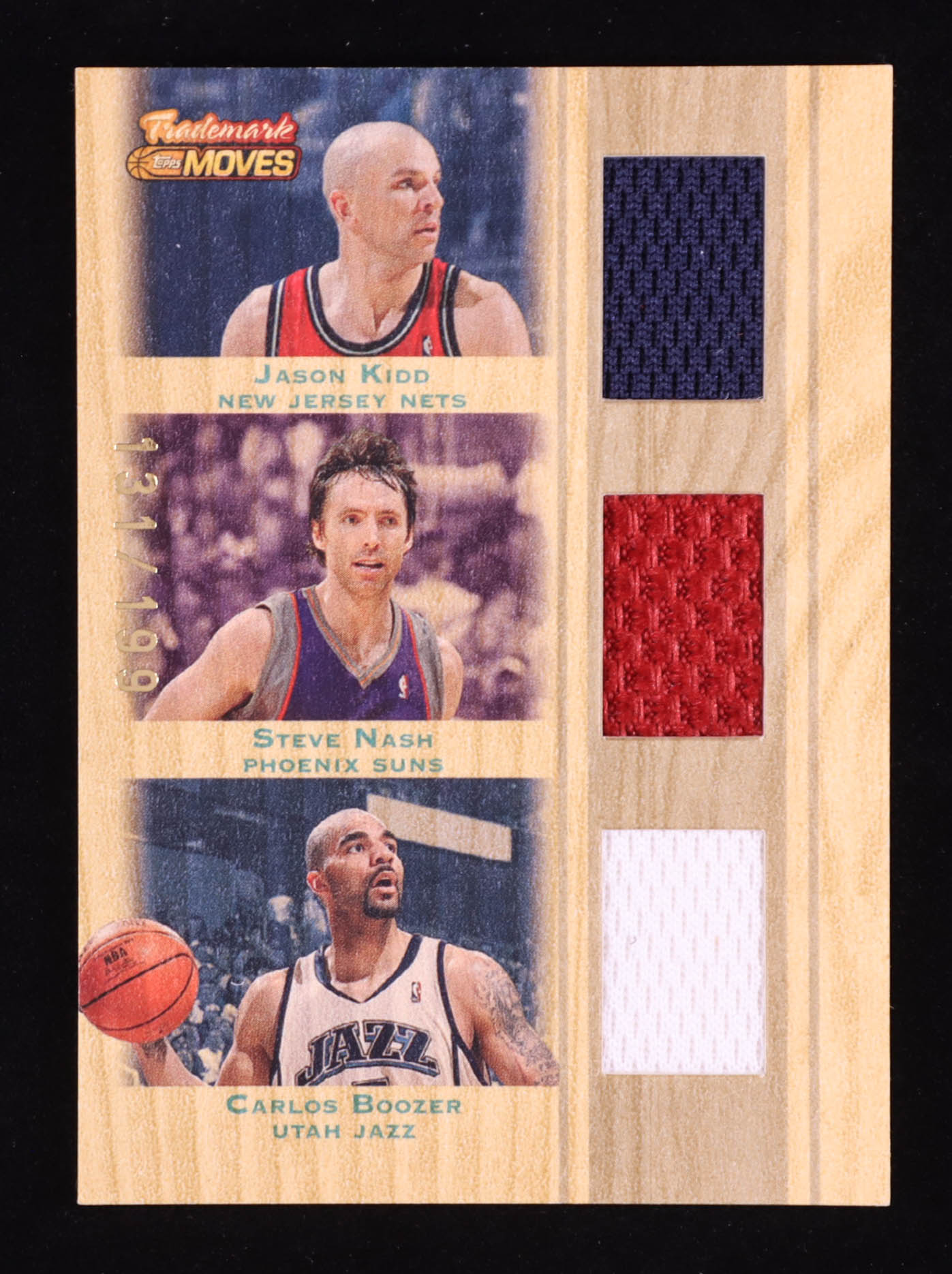 Jason Kidd / Steve Nash / Carlos Boozer 2007-08 Topps Trademark Moves Triple Relics #KNB #131/199 at PristineAuction.com Jason Kidd / Steve Nash / Carlos Boozer 2007-08 Topps Trademark Moves Triple Relics #KNB #131/199 at PristineAuction.com