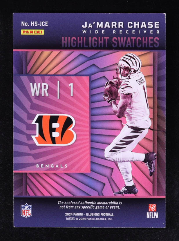 Ja'Marr Chase 2024 Panini Illusions Highlight Swatches #9 at PristineAuction.com Ja'Marr Chase 2024 Panini Illusions Highlight Swatches #9 at PristineAuction.com