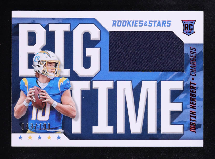 Justin Herbert 2020 Rookies and Stars Big Time Materials #3 #043/199 RC at PristineAuction.com Justin Herbert 2020 Rookies and Stars Big Time Materials #3 #043/199 RC at PristineAuction.com
