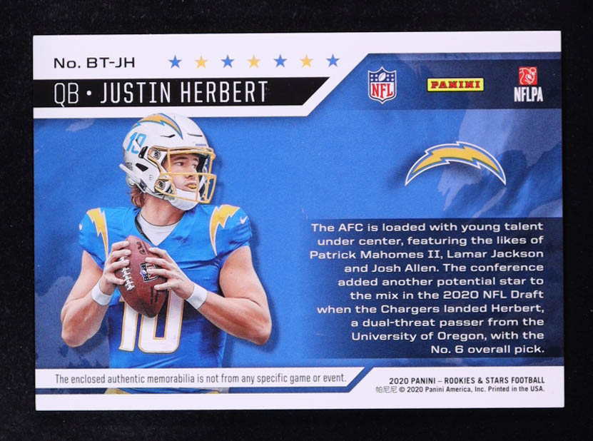 Justin Herbert 2020 Rookies and Stars Big Time Materials #3 #043/199 RC at PristineAuction.com Justin Herbert 2020 Rookies and Stars Big Time Materials #3 #043/199 RC at PristineAuction.com